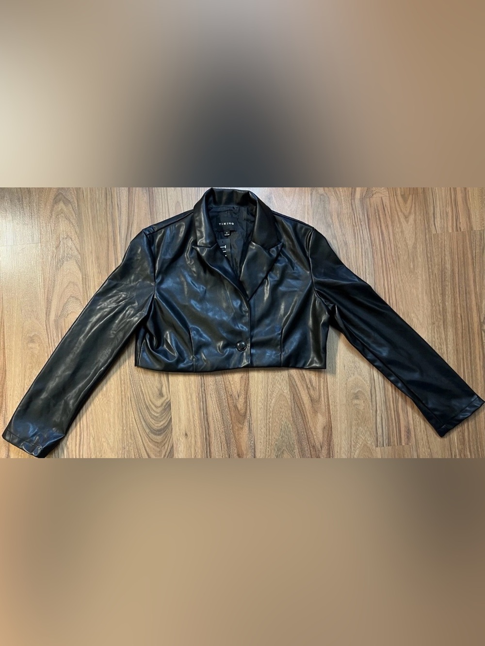 ✨NEW✨ TIMING Women’s Medium Short Faux Black Leather Jacket Size M